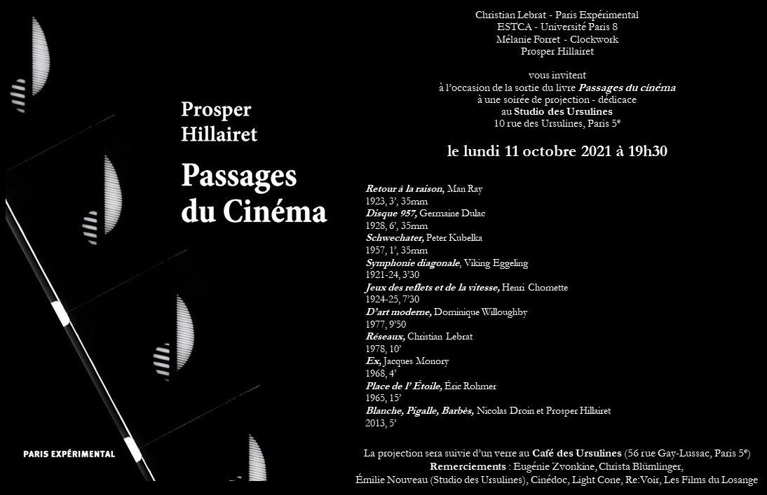 affiche de « passages du cinéma » au studio des ursulines